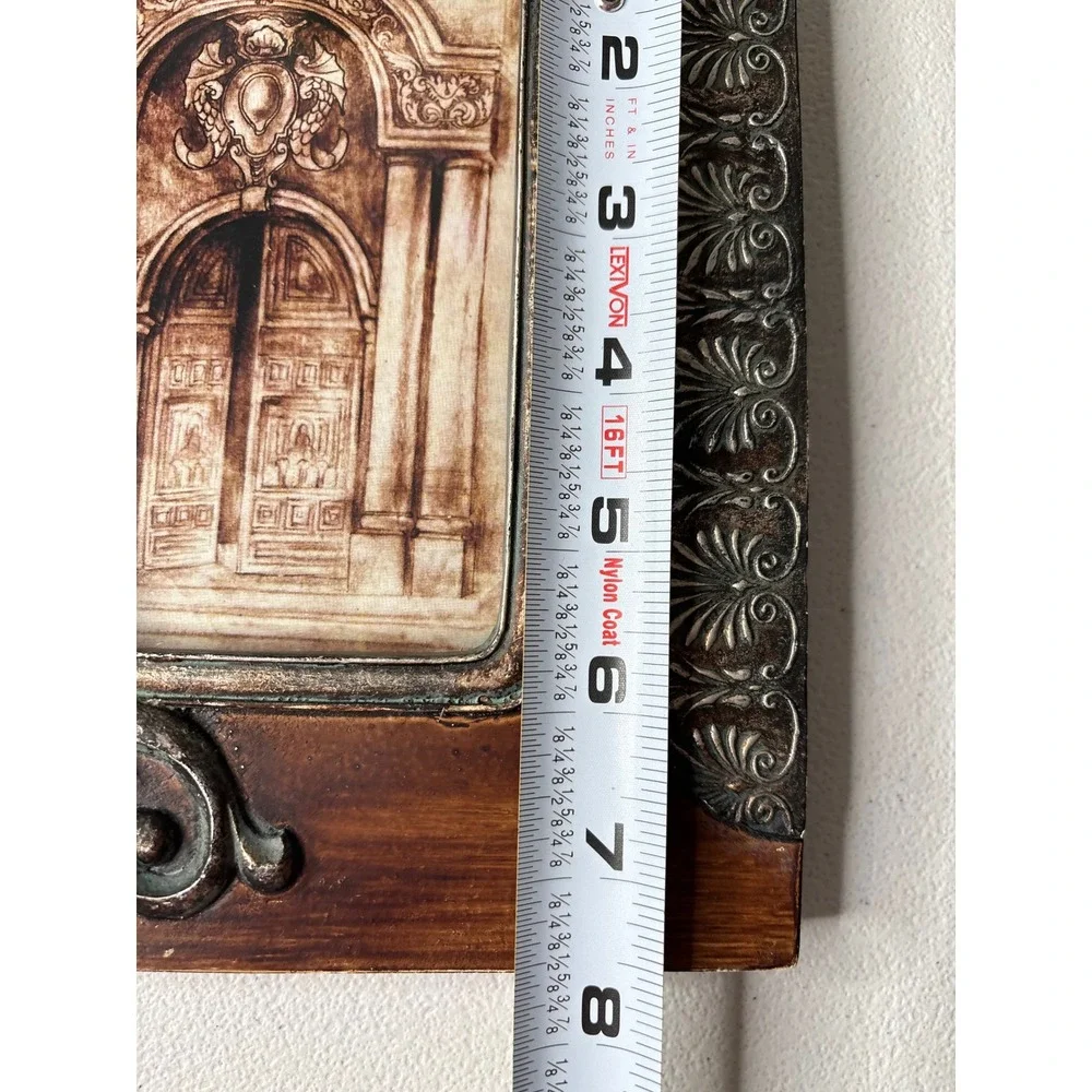 Ornate Heavy Picture Frame 4x6 Brown Silver Baroque Tabletop Scroll